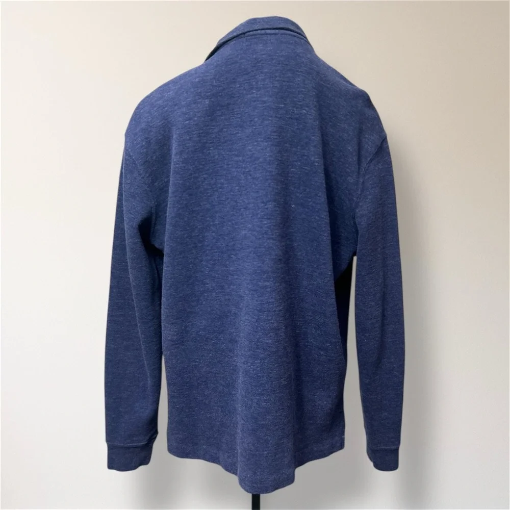 Polo Ralph Lauren Mens L Heather Blue Cotton Quarter Zip Pullover Sweater Preppy